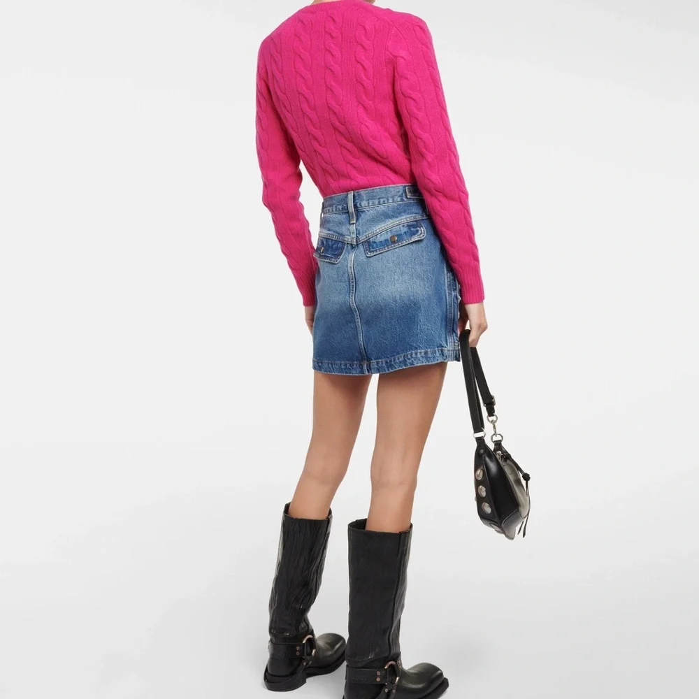 Re/Done Racer Denim Cargo Mini Skirt Moto Speedway Size‎ 27